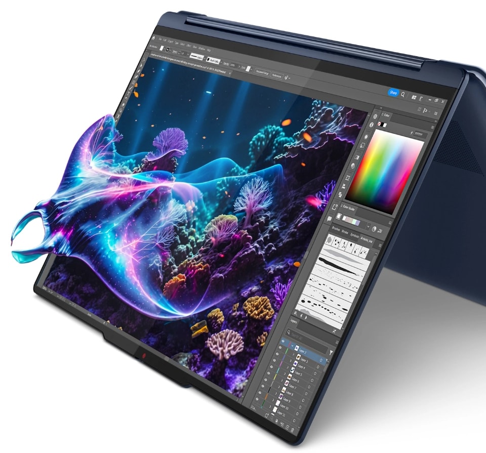 Lenovo Yoga 2-in-1,螢幕上浮現出一隻水生生物。